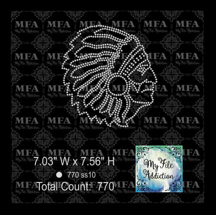 Indian Head Rhinestone Digital Download File - My File Addiction