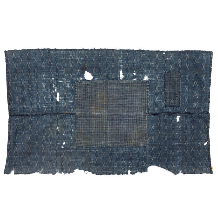 Indigo Kasuri Boro 2 Panel Sheet | Japanese Patchwork Textile