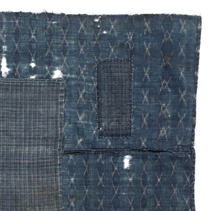 Indigo Kasuri Boro 2 Panel Sheet | Japanese Patchwork Textile