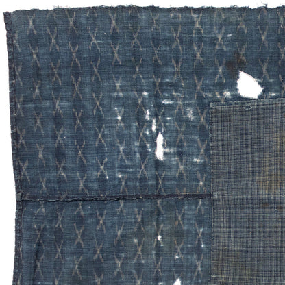 Indigo Kasuri Boro 2 Panel Sheet | Japanese Patchwork Textile