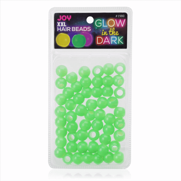 Joy Glow In the Dark Round Hair Beads XX-Large, 60 Count, Green
