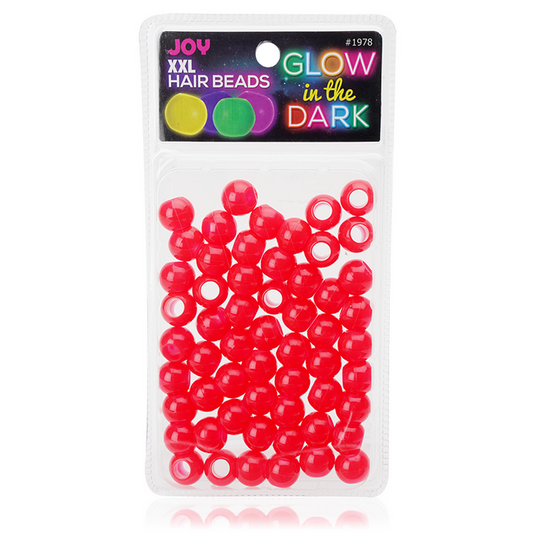 Joy Glow In the Dark Round Hair Beads XX-Large, 60 Count, Red