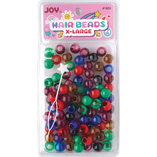 Joy Round Hair Beads X-Large, 100 Count, Two Tone Dark Vivid Assorted