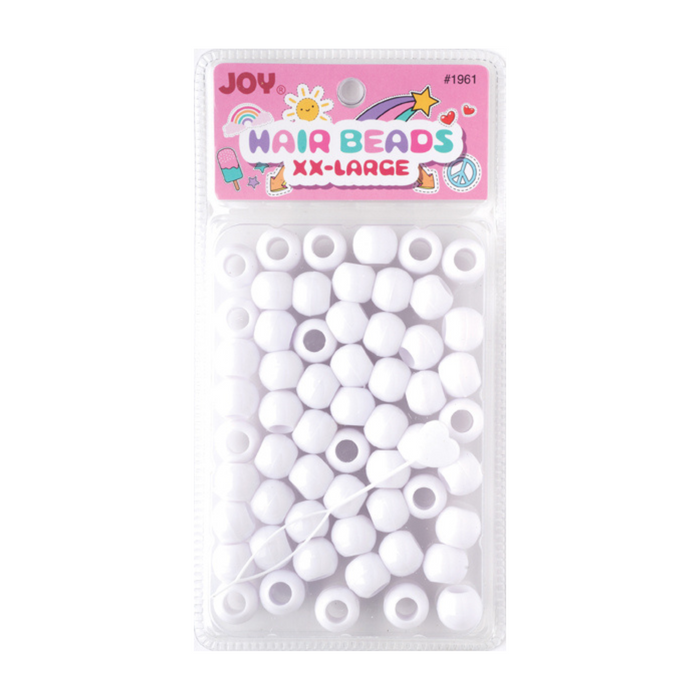 Joy Round Hair Beads XX-Large, 60 Count, White