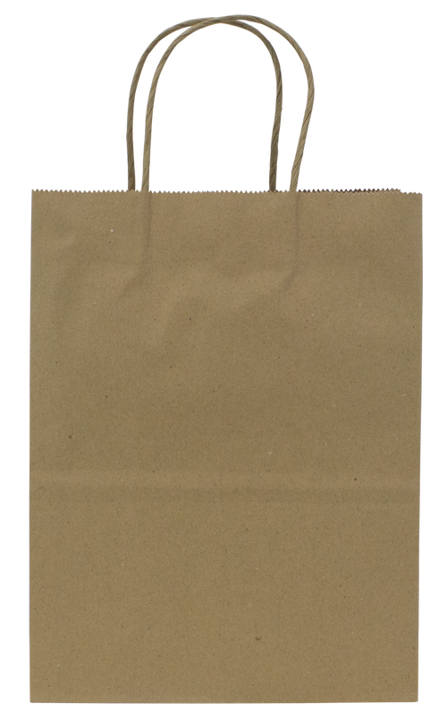 Karat Earth Paper Shopping Bag w/ Handles -  Small | 8.1W x 10.6H x 4.5G | Kraft