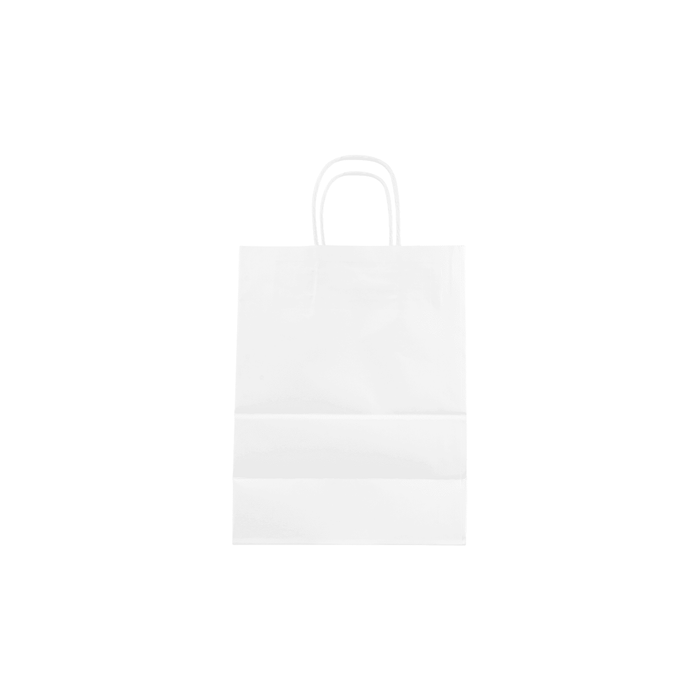Karat Earth Paper Shopping Bag w/ Handles -  Small | 8.1W x 10.6H x 4.5G | White