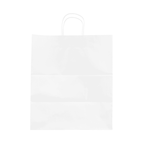 Karat Earth Paper Shopping Bag w/ Handles -  XL | 13.9”W x 15.9”H x 9.3G | White