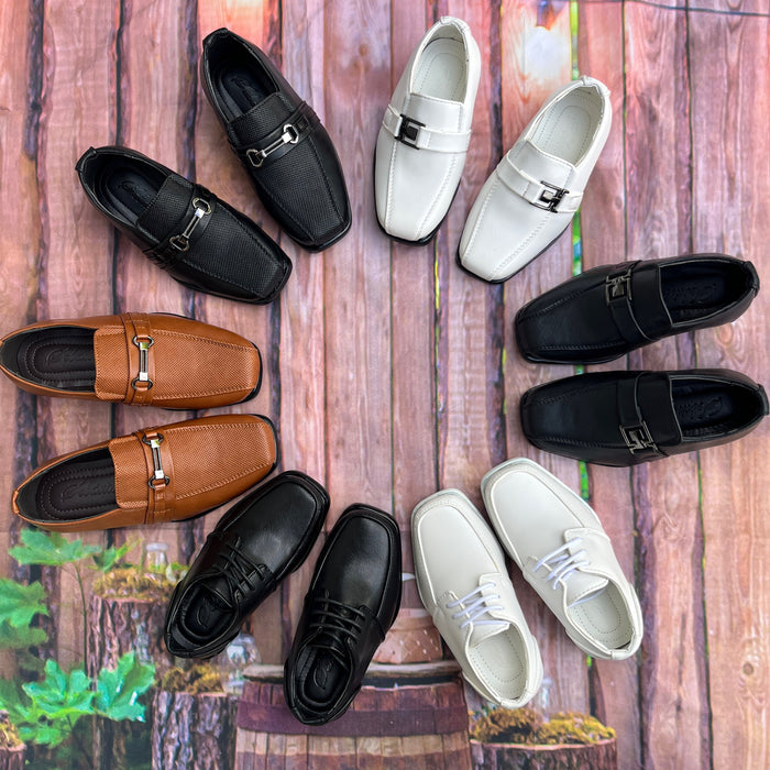 Kid's Lace-Up Loafers- White
