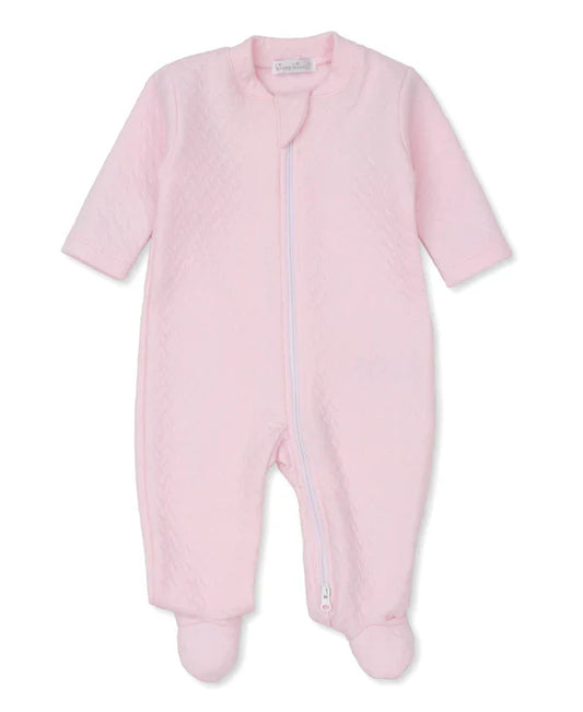 Kissy Jacquard Footie w/ Zipper-Pink