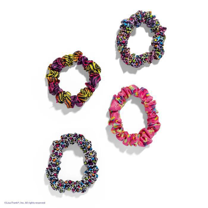 Kitsch x Lisa Frank Ruched Satin Scrunchies In Rainbow Leopard