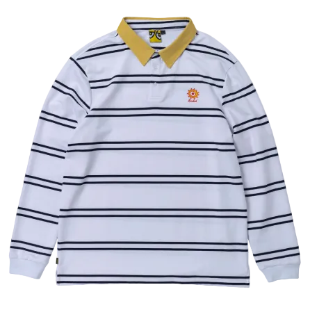 Krooked Skateboards Shirt Sun Heart Rugby White/Navy