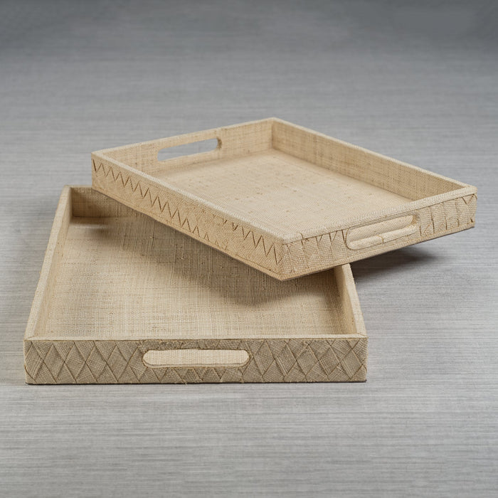 La Bocca Woven Raffia Serving Tray - Natural - Trays by Carlyle Avenue