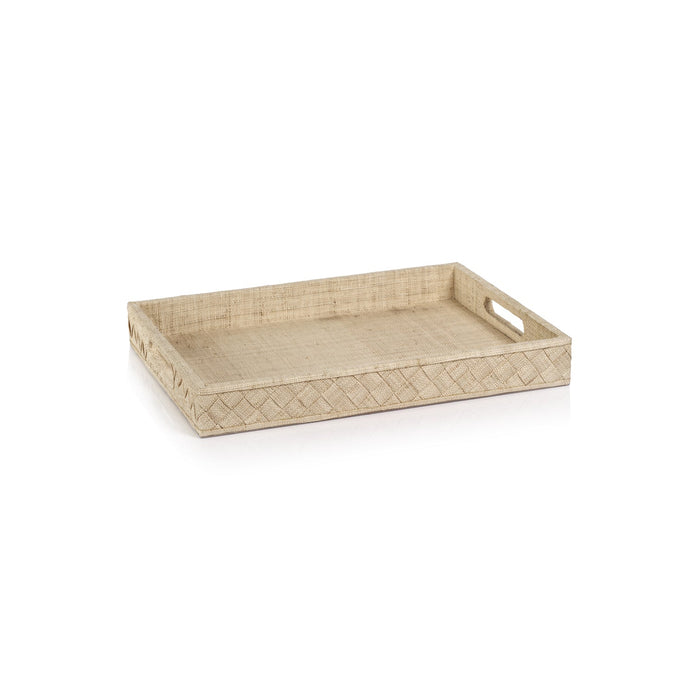 La Bocca Woven Raffia Serving Tray - Natural - Trays by Carlyle Avenue