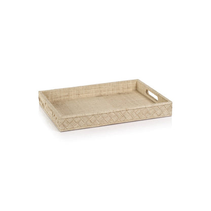 La Bocca Woven Raffia Serving Tray - Natural - Trays by Carlyle Avenue