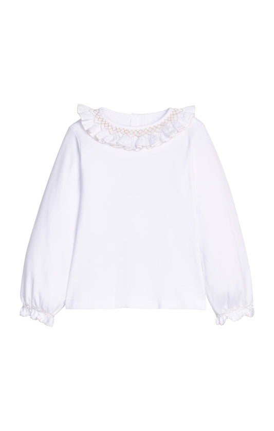 LE Smocked Collar Madeline Blouse-Ivory