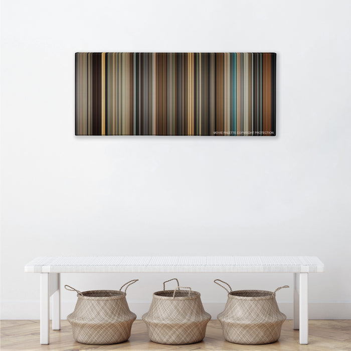 Legend color palette canvas above a white bench with three woven baskets