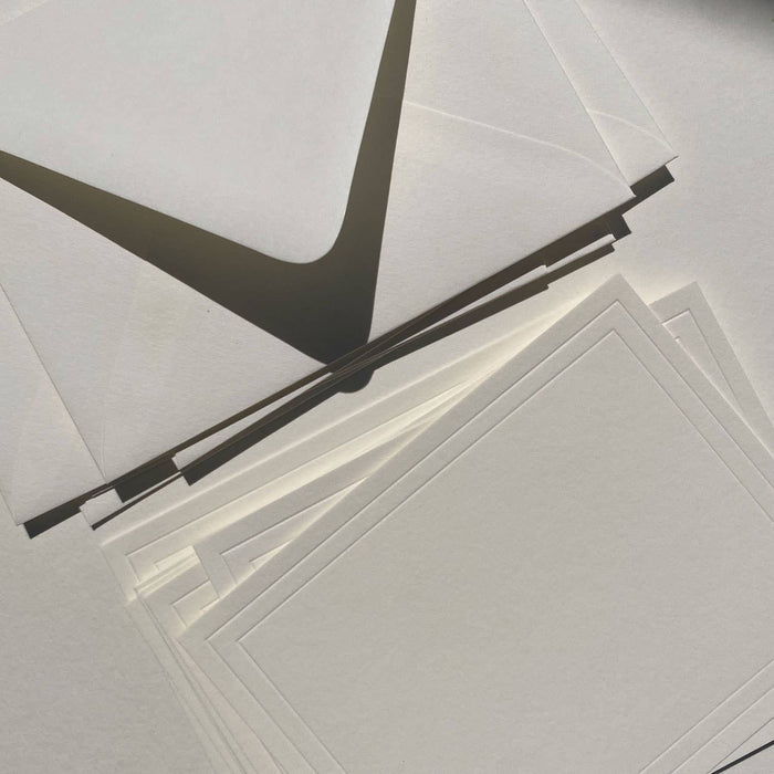 Letterpressed Notecard No. 01 Set of 10 Double Border No Ink