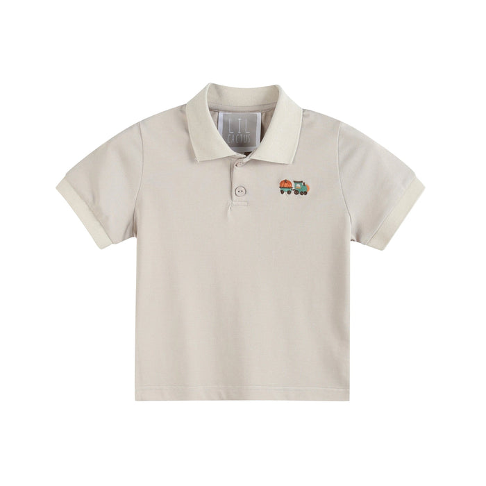 Lil Cactus Sand Polo with Pumpkin Tractor