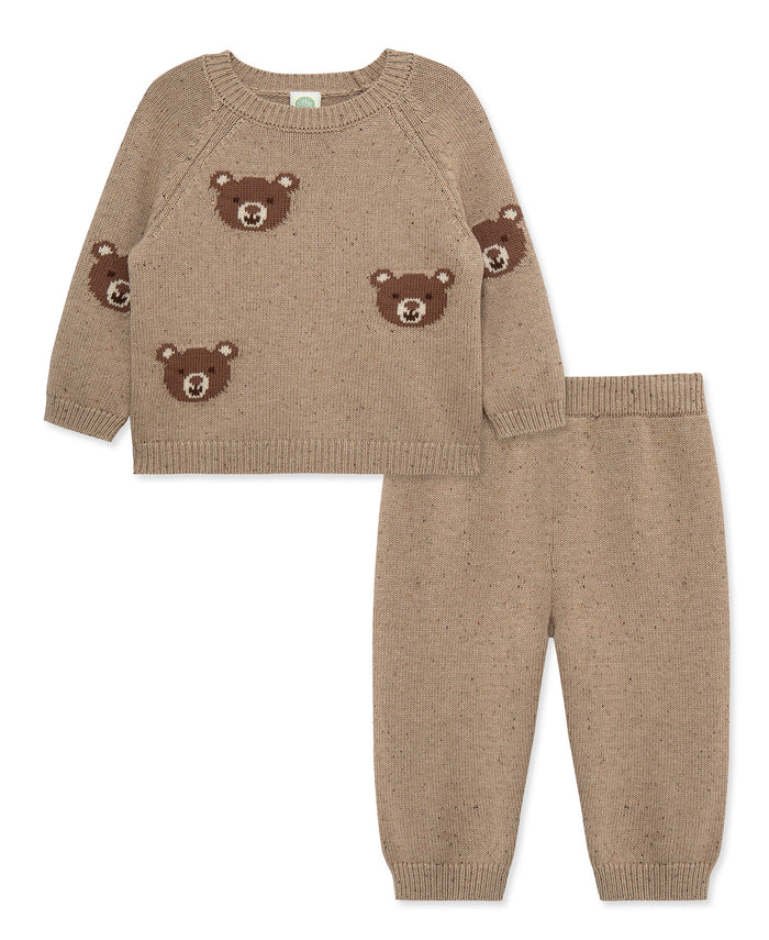 Little Me Brown Bear Sweater Pant Set