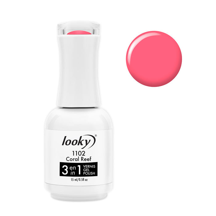 Looky Vernis Gel 3 en 1 #1102 Coral Reef (Collection Brisa de Rio)