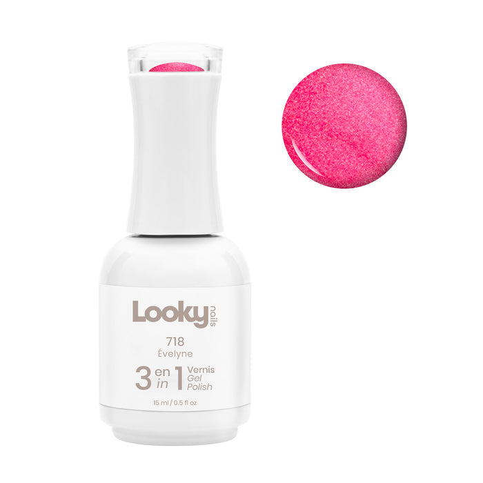 Looky Vernis Gel 3 en 1 #718 Évelyne (Collection Disco Fluo)