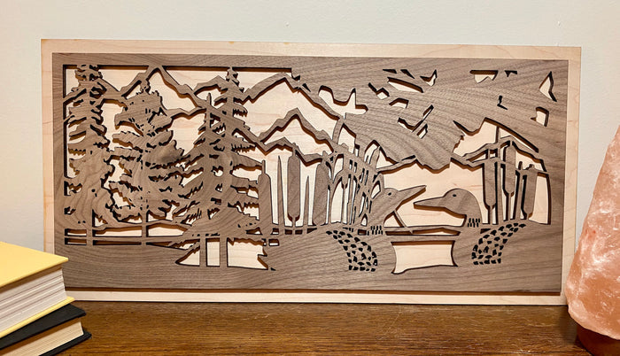 Loon wood sign home decor, outdoor scene wood sign, wildlife wood sign cabin