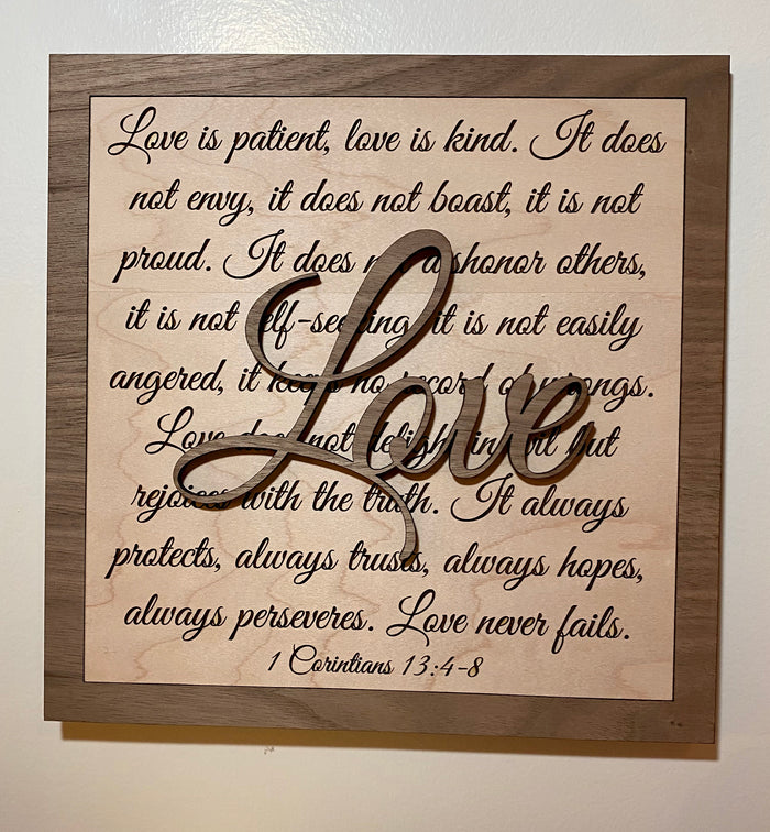 Love is wood sign home decor, religious home wood sign, 1 Corithians, gift for wedding