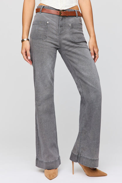 Low Rise Belted Flare Jean