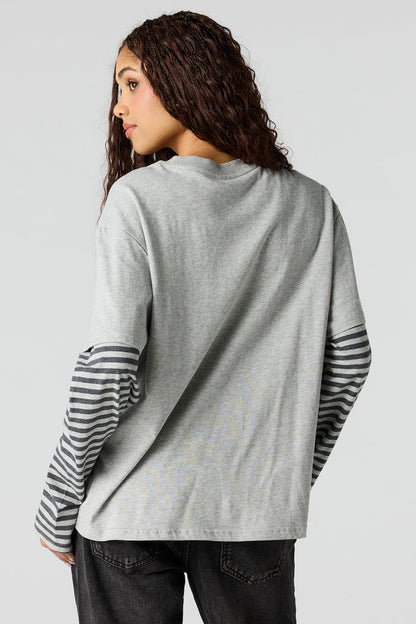 Luxe Heavy Cotton Ford Embroidered Layered Top