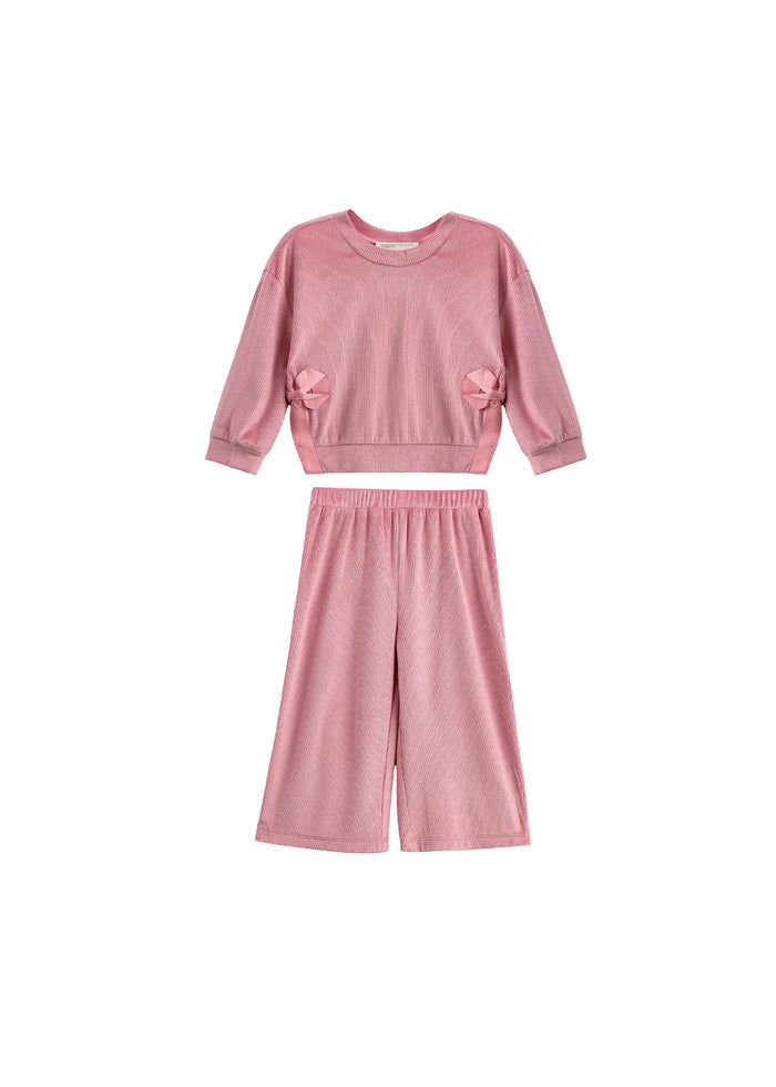 Mabel & Honey Bowtiful Chenille Blush 2 pc. Pant Set