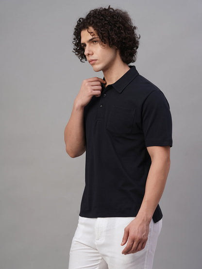 Men's 100% Cotton Polo Pocket T Shirt Navy