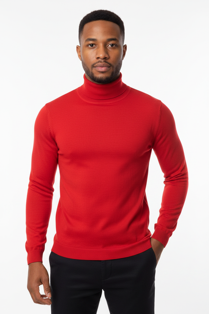 Men's Red Turtleneck Sweater - lifestyle