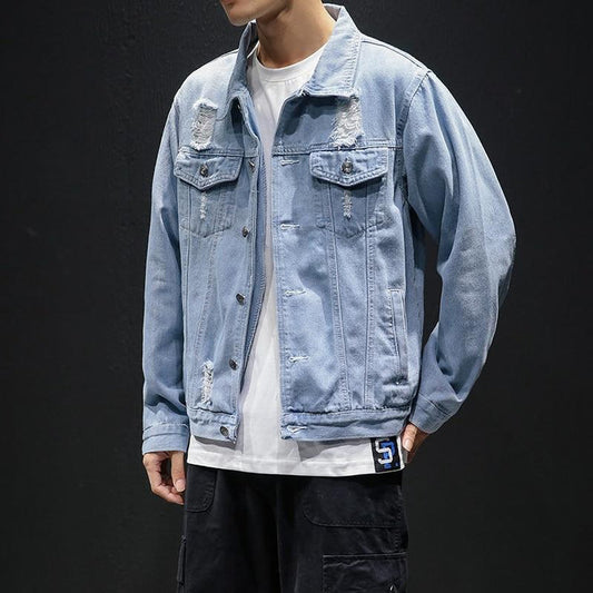 Men's Simple Denim Jacket - Slim Fit Cotton Blend Jacket