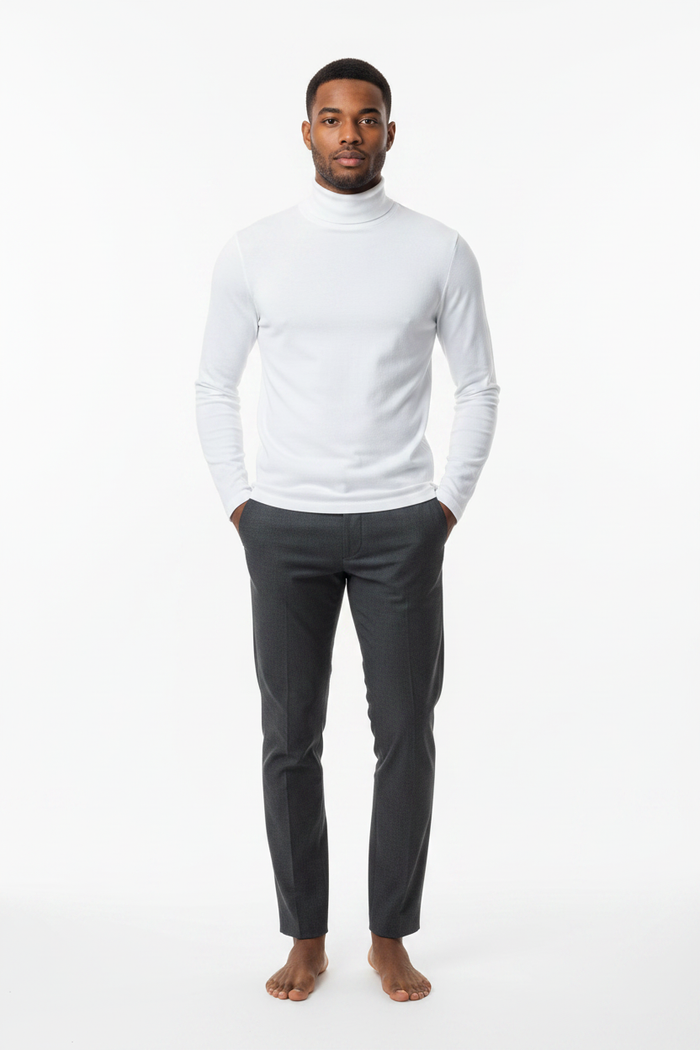 Men's White Turtleneck Sweater - lifestyle