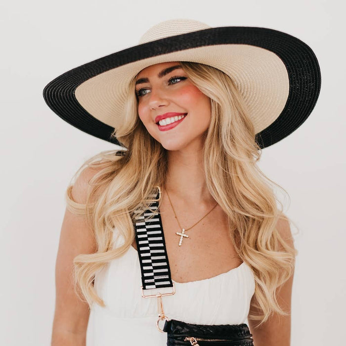 Wide-brimmed Miami Summer Sun Hat by Pretty Simple with a floppy design, perfect for sun protection and stylish summer wear.