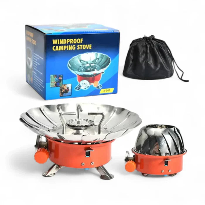 Mini Camping Stove – Windproof Foldable Portable Gas Burner for Outdoor Cooking, Survival, Backpacking, Hiking & Camping