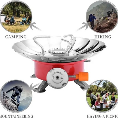 Mini Camping Stove – Windproof Foldable Portable Gas Burner for Outdoor Cooking, Survival, Backpacking, Hiking & Camping