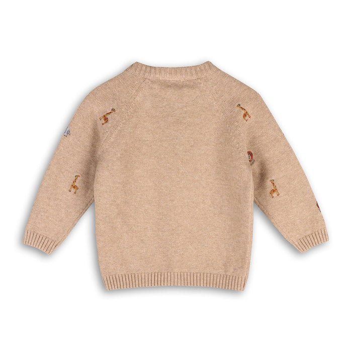 Mini Safari Animal Embroidered Raglan Baby Pullover(Organic) -  by Carlyle Avenue