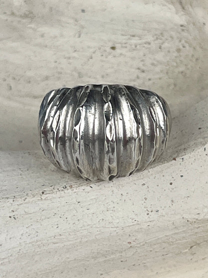 Modernist Sterling Textured Dome Ring, 2 Sizes