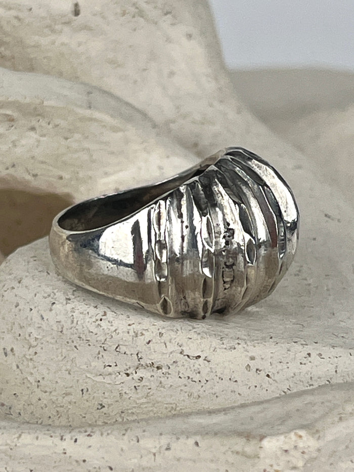 Modernist Sterling Textured Dome Ring, 2 Sizes