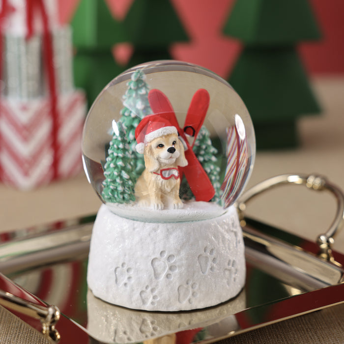 Mountain Dog Snow Globe, Red Skis
