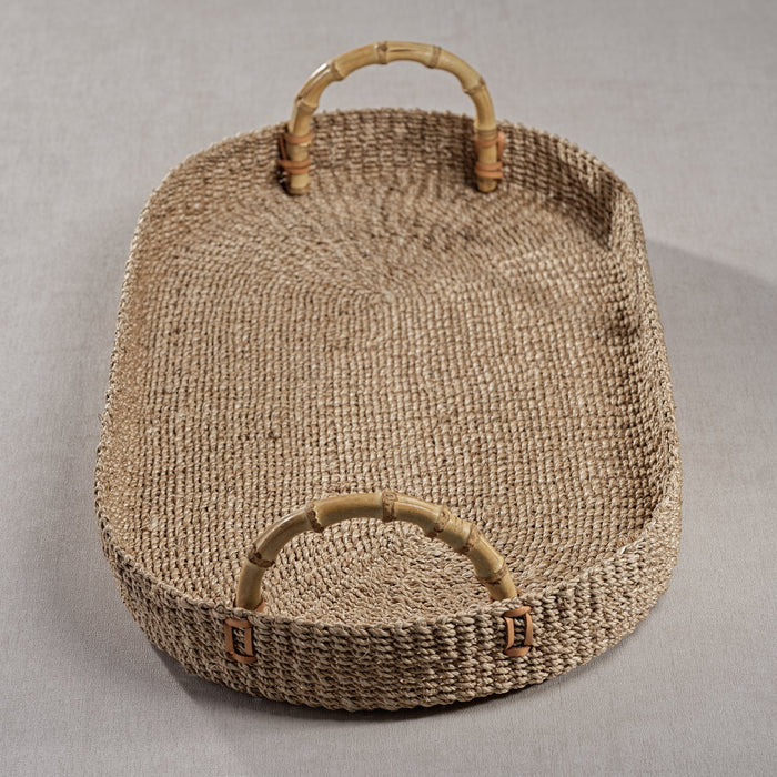 Multipurpose Abaca Tray with Bamboo Handles - Trays by Carlyle Avenue