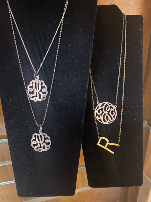 Necklace - Circle with Script Initial Pendant