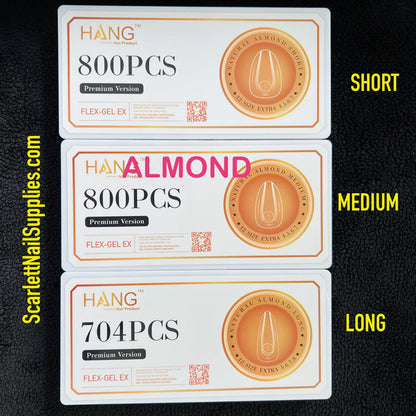 NEW Gel X Tips - ALMOND Shape - Premium Version HANG Flex Gel EX