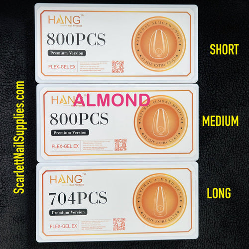 NEW Gel X Tips - ALMOND Shape - Premium Version HANG Flex Gel EX