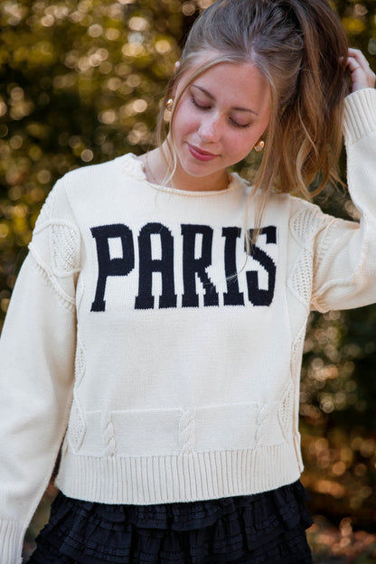 Women's Knitted Paris Sweater- Cable Knit Paris Sweater- Aaron and Amber Paris Sweater