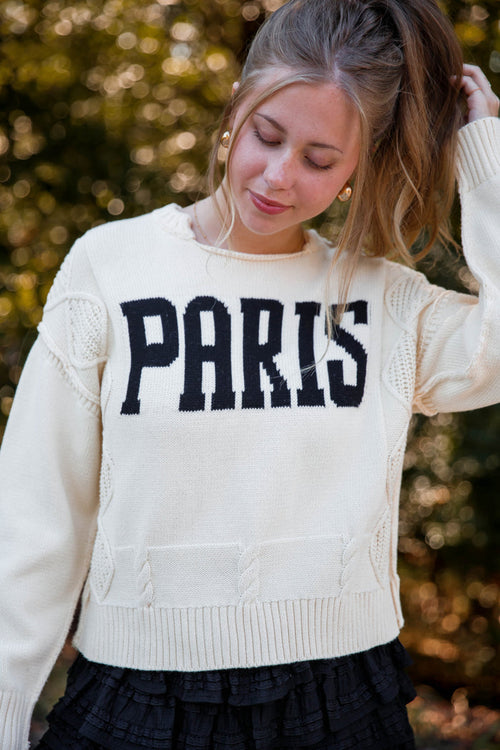 Women's Knitted Paris Sweater- Cable Knit Paris Sweater- Aaron and Amber Paris Sweater