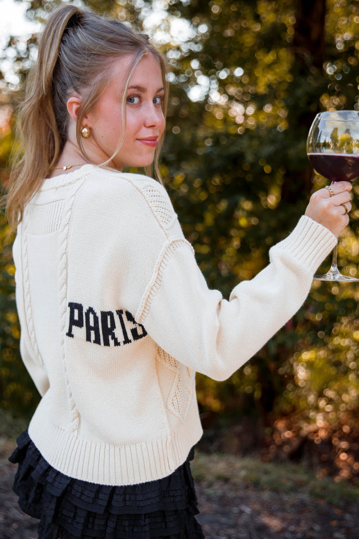 Women's Knitted Paris Sweater- Cable Knit Paris Sweater- Aaron and Amber Paris Sweater