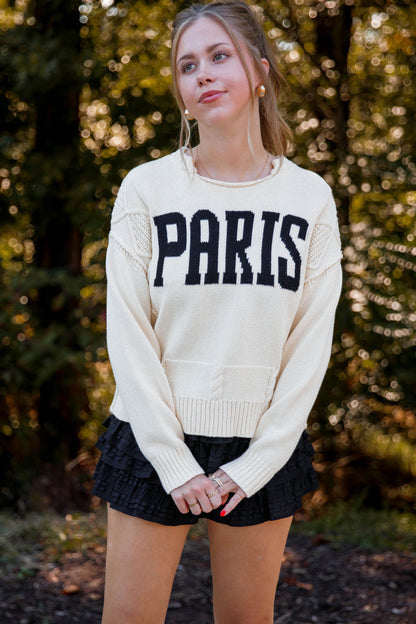Women's Knitted Paris Sweater- Cable Knit Paris Sweater- Aaron and Amber Paris Sweater
