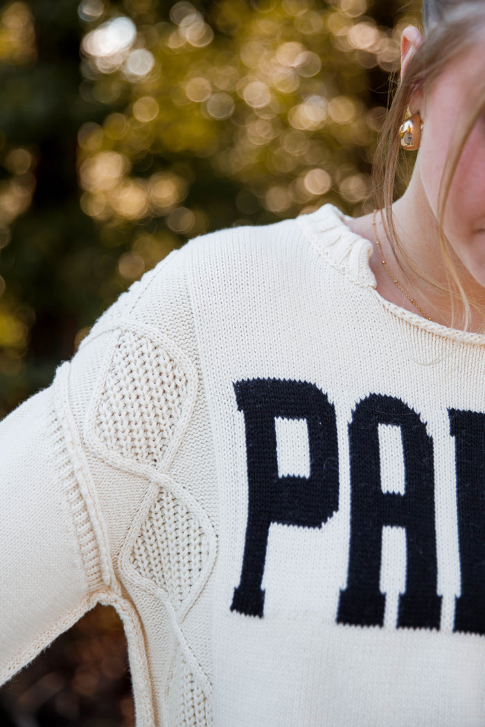 Women's Knitted Paris Sweater- Cable Knit Paris Sweater- Aaron and Amber Paris Sweater